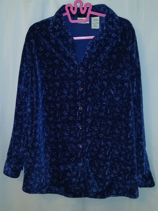 Faded Glory Jackets & Blazers - Faded Glory Navy & Light Blue Velvet-y Thick Jacket Blouse Size 22W/24W Women's
